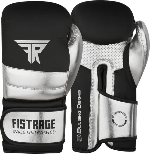 Miniatura 10 de FISTRAGE Guantes de boxeo de cuero metálico para entrenamiento de MMA, Muay Thai, Kick Boxing, Sparring, bolsa pesada, guantes de entrenamiento