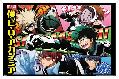Miniatura 14 de Trends International My Hero Academia - Póster de pared de cómic, 14.72 x 22.37 pulgadas, versión enmarcada de madera de granero