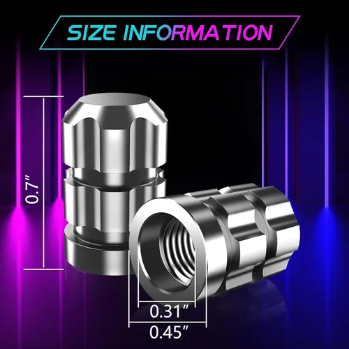 Miniatura 3 de Aluminum Tire Valve Stem Caps for Lynk, Anti-Rust Tires Air Valve Cap Stem Covers Corrosion-Resistant Automotive Exterior Accessories,L-Silver/F