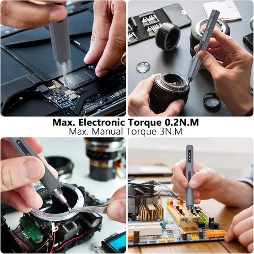 Miniatura 4 de Juego de destornilladores de precisión, par de 5 engranajes, mini destornillador eléctrico con pantalla OLED, juego de destornilladores pequeños