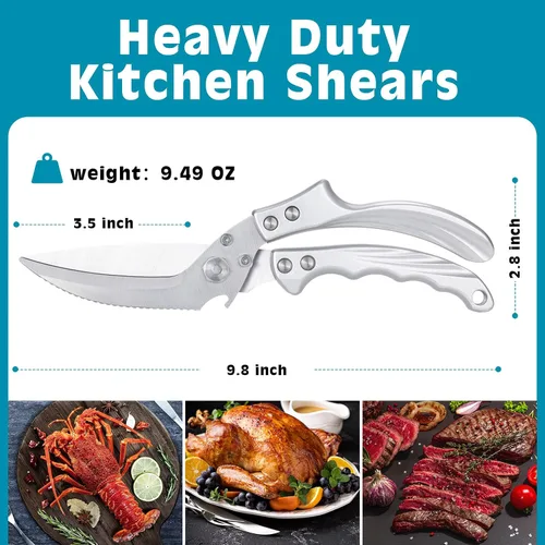 Miniatura 4 de Tijeras de cocina resistentes – Tijeras de cocina multiusos de acero inoxidable para Acción de Gracias, pollo, hueso, carne, pavo, pescado, tijeras