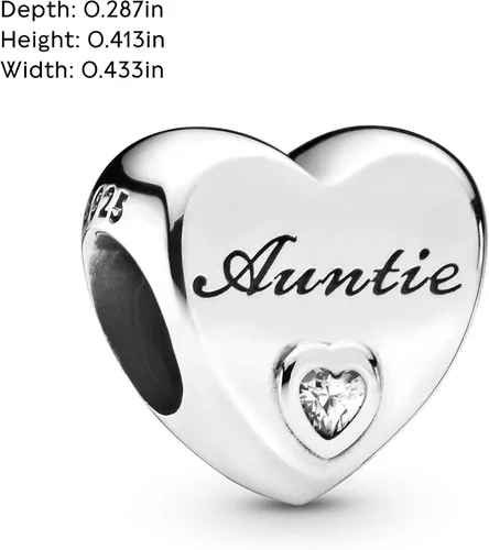 Miniatura 5 de Pandora Auntie Love Heart Charm - Pulseras de momentos compatibles - Joyas para mujeres - Regalo para mujeres en tu vida - Hecho con plata de ley