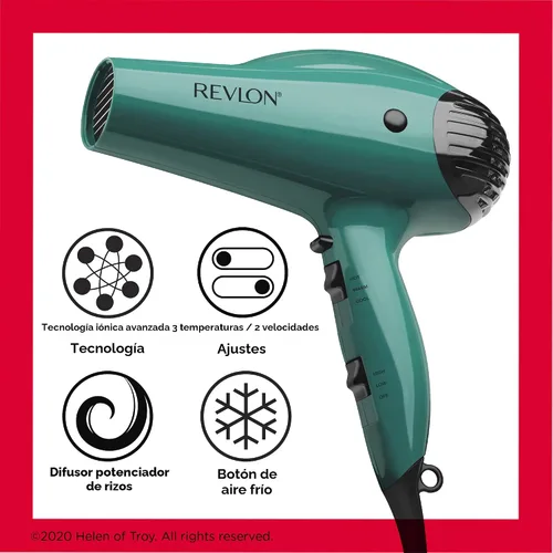 Miniatura 5 de Secador de pelo Revlon con booster de volumen 1875W para elevación y cuerpo voluminosos, (Verde)