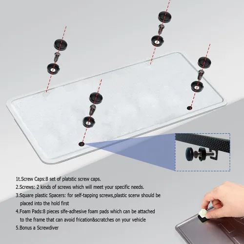 Miniatura 5 de Tornillos antirrobo para placa de matrícula, accesorios de montaje resistentes a manipulaciones, juego de tornillos de seguridad de 1/4" (M6), kit
