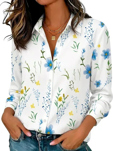 Miniatura 18 de Camisas elásticas suaves sin arrugas con botones para mujer, tops transpirables que absorben la humedad para vestir casual de trabajo