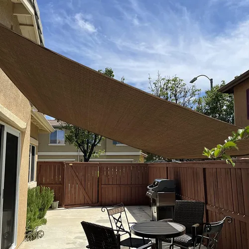 KANAGAWA Toldo tipo vela rectangular de 13 x 20 pies, color marrón, DZ-KW1212, pantalla de tela de refugio con bloqueo UV, para patio, jardín,