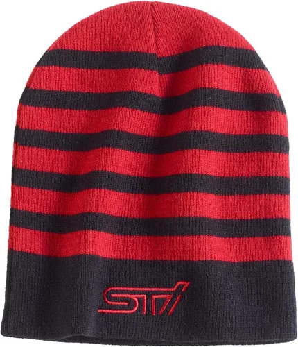 Subaru Gorra tejida con logo STI Striped Knit Beanie Hat Ascent Forester WRX Sti Legacy Outback Impreza Crosstrek BRZ Solterra Negro, Negro -, Talla