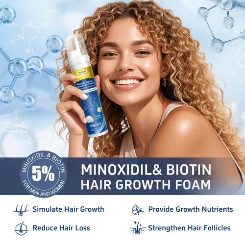 Miniatura 2 de Espuma de minoxidil, 5% de espuma tópica de minoxidil, infundida con biotina, tratamiento para el crecimiento del cabello, minoxidil para hombres