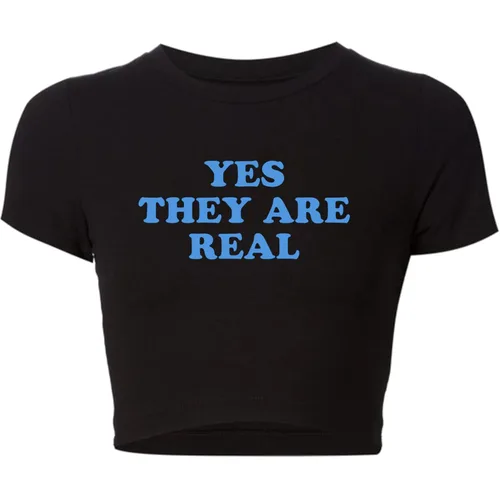 Yes They Are Real Crop Top - Womens Crop Top - Short Sleeve Crops - Baby Tees - Stylish Outfit - Custom Made Crop Top - Printed Shirt - Summer Gifts