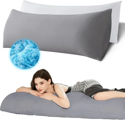 Miniatura 12 de Ubauba Almohada corporal de espuma viscoelástica, almohadas de cuerpo grande para adultos, almohadas largas firmes y esponjosas para dormir
