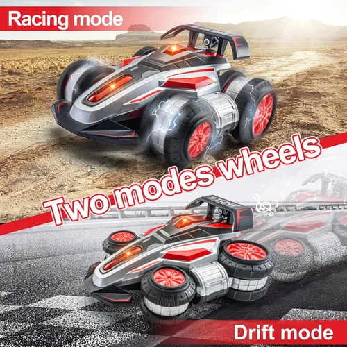 Miniatura 3 de Autos RC, auto RC de 2.4 GHz, rápido, acrobacias, 4WD, giro 360°, camiones RC con luces y música, camión de acrobacias todoterreno de alta
