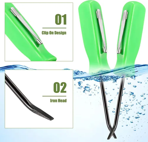 Miniatura 4 de Mini barra de palanca de bolsillo de 6 piezas, barra de bolsillo verde con juego de clips de 4.5 pulgadas de longitud, mini herramienta