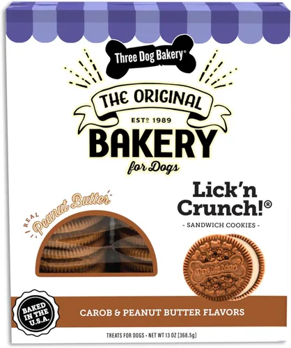 Miniatura 17 de Three Dog Bakery Lick'n Crunch! Galletas de sandwich para perros de Golden y mantequilla de maní - Golosinas para perros crujientes con sabor a