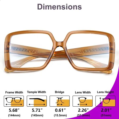 Miniatura 3 de VISOONE Gafas de bloqueo de luz azul TR90 de gran tamaño, accesorios de moda, sin receta para mujeres, Harvard café Malta