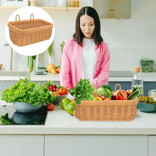 Miniatura 3 de Cabilock Cesta colgante tejida para almacenamiento de pared, cesta de almacenamiento para colgar en la cocina, organizador de artículos diversos