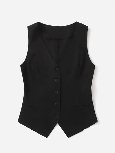 Miniatura 6 de Milumia Chaleco casual con botones y cuello en V para mujer, sin mangas