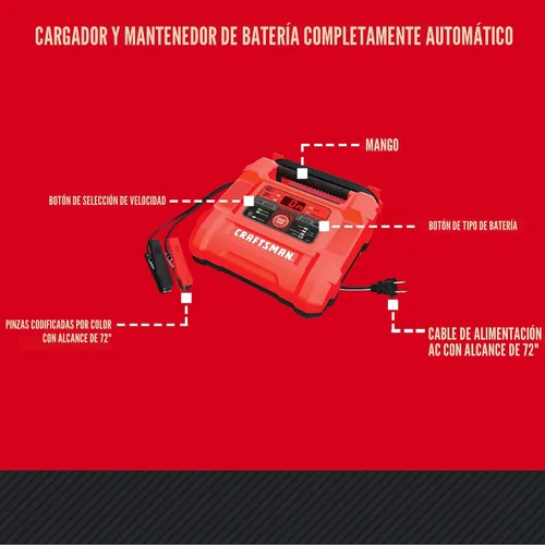 Miniatura 7 de CRAFTSMAN Cargador y Mantenedor de Batería de Auto 12A, Solución 4-en-1, Probador de Batería, para Baterías de 6V/12V de Deportes Acuáticos