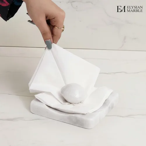 Miniatura 3 de Servilletero de cóctel de mármol con peso, moderno servilletero cuadrado para mesa, servilletero pesado decorativo para comedor interior y exterior