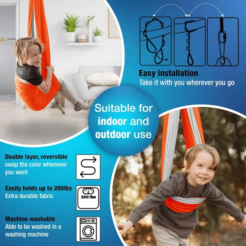 Miniatura 2 de MINGLEWOOD - Paquete de columpio sensorial – Colgador giratorio de 360° – Juego completo para niños – Necesidades especiales: ansiedad, TDAH