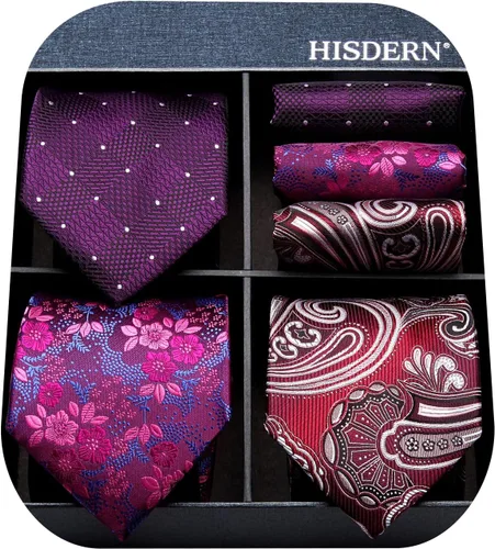 Miniatura 22 de HISDERN Juego de corbatas extralargas para hombre y pañuelo de bolsillo de 63 pulgadas, colección XL, caja de regalo, corbata, lote de 3