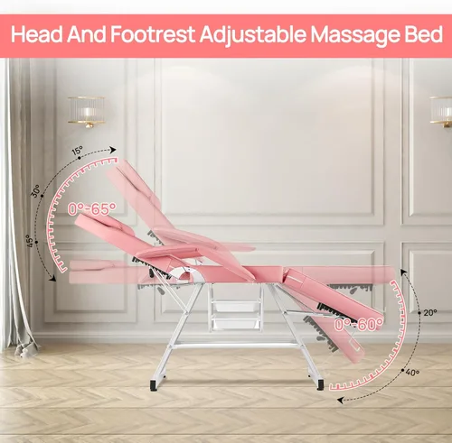 Miniatura 3 de Silla de tatuaje Silla facial para cliente ajustable 73 pulgadas cama de masaje spa esteticista con taburete para belleza tatuaje pestañas negro