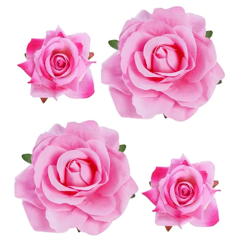 Miniatura 13 de Topbuti Pinza para el pelo de rosa, 4 piezas de tela, pinzas para el cabello mexicano, tocados para mujer, niña, boda, fiesta, día de la madre Negro