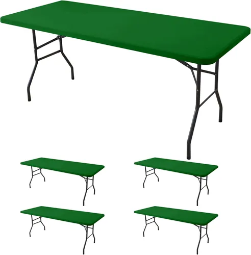 Miniatura 16 de Mantel de elastano para mesas rectangulares de 6 pies, paquete de 4 unidades, color azul aguamarina, para picnic al aire libre, manteles elásticos