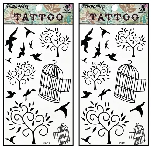 Miniatura 24 de Tatuajes 2 hojas de plumas negras de fantasía temporales tatuajes adhesivos falsos cuerpo brazo pecho hombro tatuajes para adolescentes, hombres