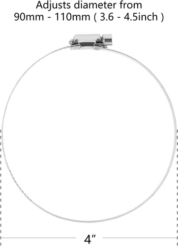 Miniatura 2 de Abrazadera de conducto de 4 pulgadas, abrazadera de manguera grande de acero inoxidable de diámetro ajustable de 3.583-4.488 in abrazadera