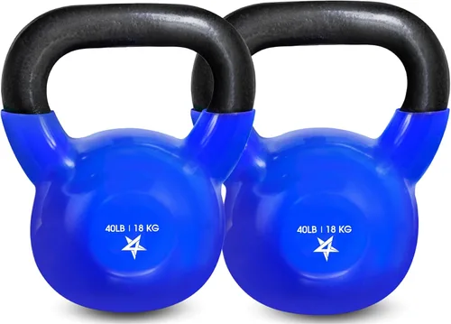 Miniatura 28 de Yes4All Pesa rusa, pesas rusas de hierro fundido con revestimiento de vinilo de 5-100 LB para entrenamiento de fuerza para ejercicios de gimnasio
