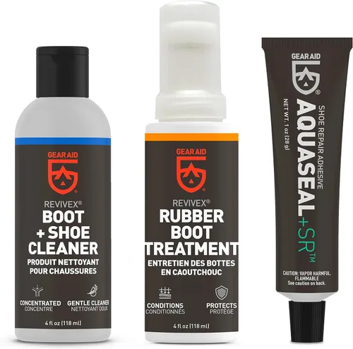 Miniatura 7 de GEAR AID Revivex - Kit de reparación de botas de goma, arreglar grietas y agujeros, protección UV, acondicionador de neopreno y Aquaseal SR