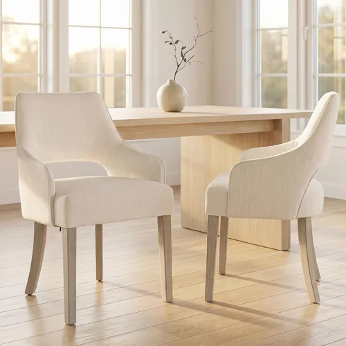 Miniatura 15 de Juego de 2 sillas de comedor tapizadas de piel sintética con respaldo hueco, asiento acolchado, patas de madera para restaurante/decoración