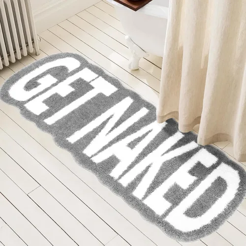Miniatura 19 de Get Naked - Alfombra de baño larga, alfombra de baño súper suave y divertida, antideslizante, alfombra blanca y negra, alfombra absorbente de agua