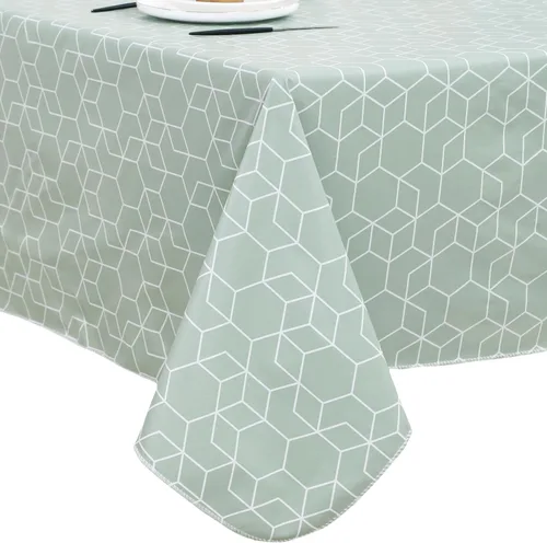 Miniatura 40 de Mantel de vinilo resistente con reverso de franela, mantel de plástico impermeable a prueba de aceite, resistente a las manchas, limpiable, cubierta