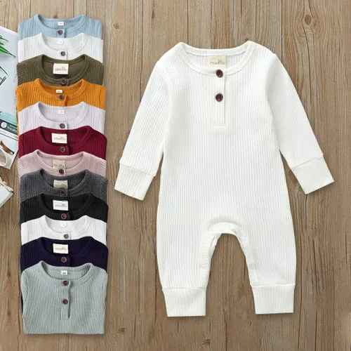 Miniatura 2 de Mameluco de una pieza para recién nacido unisex con botones color liso para bebé y niña