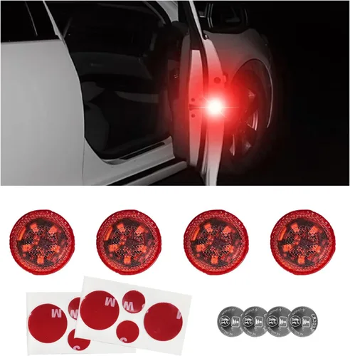 Miniatura 8 de Dickno 4 luces LED inalámbricas de advertencia para puerta de automóvil, 5 luces LED de señal de seguridad intermitentes automáticas en carretera