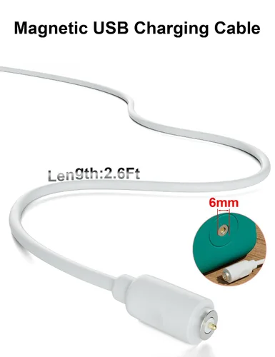 Miniatura 2 de Cable de carga USB magnético de repuesto de cable de carga CC (2.6 pies/2.6 ft)