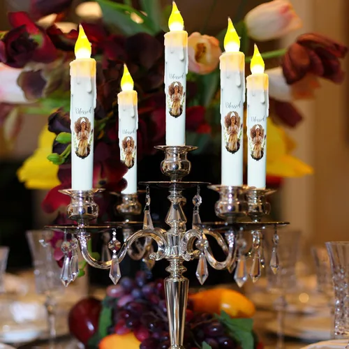 Miniatura 3 de Velas cónicas sin llama primitivas con temporizador, velas LED parpadeantes de 6.75 pulgadas, vela decorativa sin goteo para Halloween, Navidad