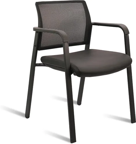 Miniatura 26 de CLATINA Juego de 2 sillas apilables con respaldo de malla con asiento de tela tapizado y soporte lumbar ergonómico para oficina, escuela, iglesia