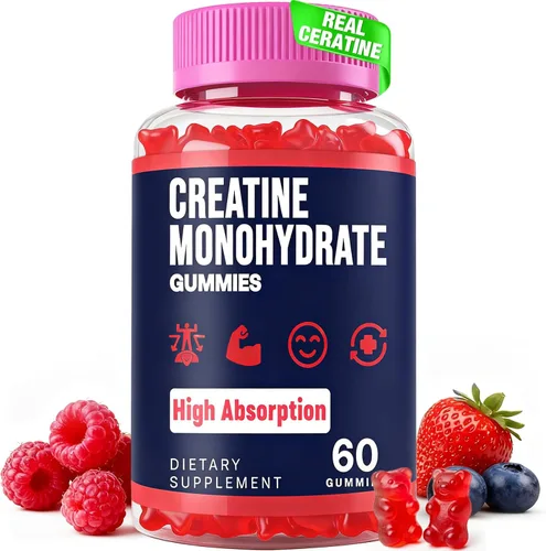 Gomitas de monohidrato de creatina para mujeres y hombres, taurina y B6, gomitas masticables de creatina preentrenamiento para máxima fuerza y