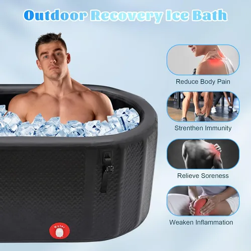 Miniatura 2 de Bañera de inmersión fría inflable, compatible con enfriador de agua, portátil de gran capacidad de 275 litros, bañera de inmersión fría con tapa