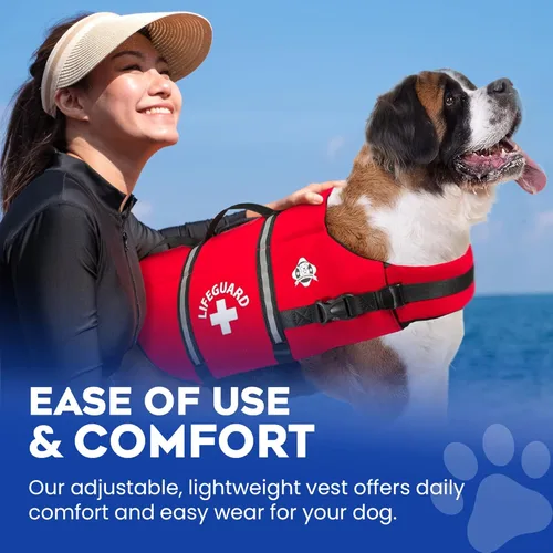 Miniatura 7 de Chaleco salvavidas para perros – Chaleco de natación para perros, ajustable, reflectante, cómodo, varios colores, patrones, chaleco de natación