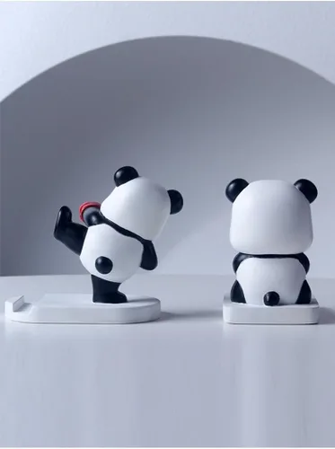 Miniatura 6 de Cute Panda Phone Stand for Desk Resin Bear Figurines Phone Holder White and Black Statue Kawaii Desk Accessories