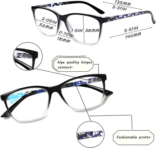 Miniatura 2 de SIGVAN Lentes de lectura para mujer, con bloqueo de luz azul, bisagra de resorte, diseño de moda, lentes con estampado para mujer Multicolor 6
