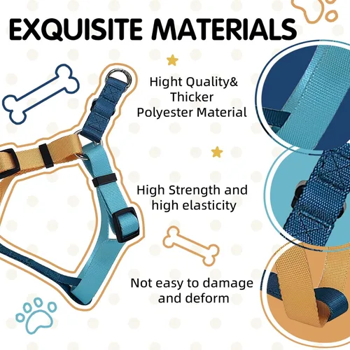 Miniatura 5 de XS - Arnés para perro, diseño ajustable a medida, tricolor, resistente, fácil de caminar, para perros pequeños, azul naranja