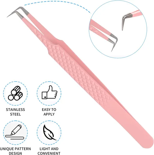 Miniatura 5 de Pinzas de pestañas para extensiones de pestañas de acero inoxidable de alta precisión, pinzas profesionales japonesas de acero inoxidable