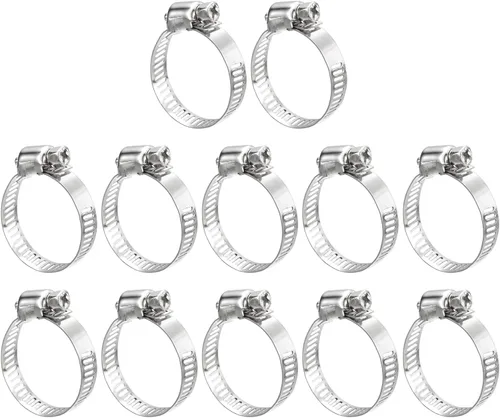 Miniatura 10 de uxcell Abrazadera de manguera de engranaje helicoidal, 12 abrazaderas de manguera de acero inoxidable ajustables de 1 a 1 1/2 pulgadas para asegurar