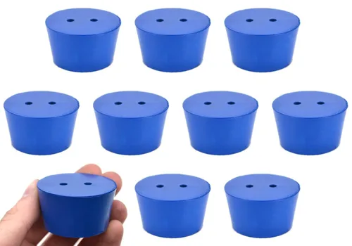 EISCO Paquete de 10 tapones de neopreno, 2 agujeros, ASTM, adecuados para su uso con petróleo, aceites y la mayoría de ácidos y bases inorgánicos,