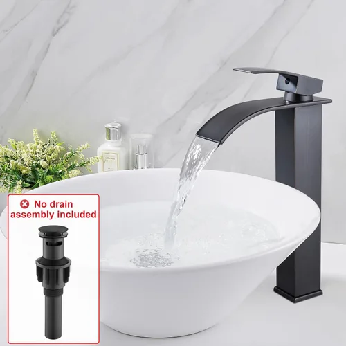 Miniatura 24 de Midanya Grifo de baño con boquilla de cascada de una sola manija, grifo de lavabo de baño de 1 agujero, moderno grifo de lavabo de lavabo de RV
