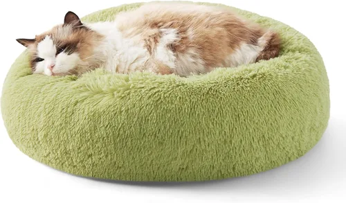 Miniatura 20 de Bedsure - Cama relajante para perro mediano, lavable, tipo dona, cama para gato, antideslizante, redonda, afelpada, mullida, de piel sintética